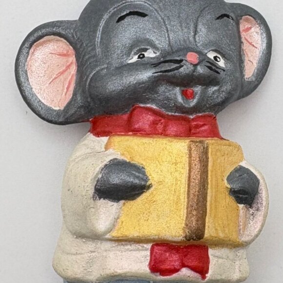 Vintage Mouse Singing Carols Christmas Tree Ornament Hand-Painted Sling Shot - Picture 5 of 6